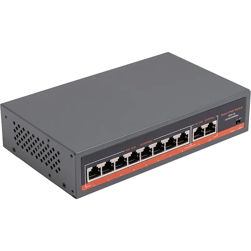 PoE комутатор 8x100Mbps PoE + 2x Gigabit UPLINK, 120W