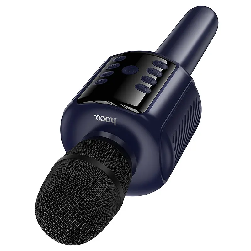 Портативна колонка-мікрофон HOCO L24 Shine karaoke microphone, 5W, Синій - фото 3