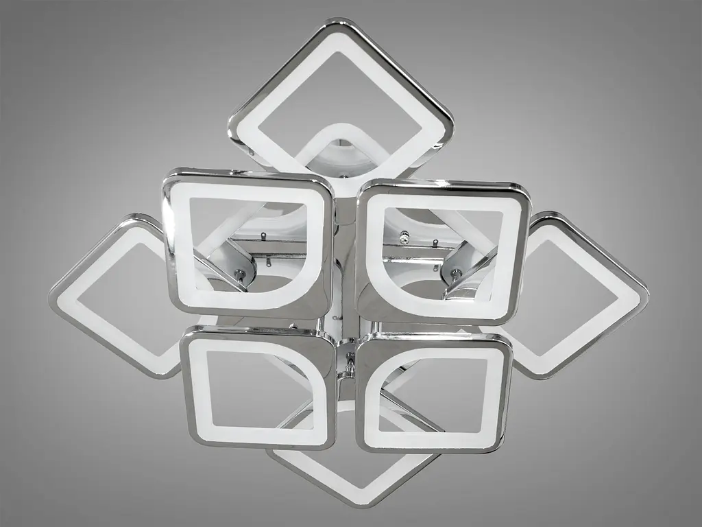 Светодиодная люстра смарт светильник с пультом, подсветкой, 130W, хром - фото 4