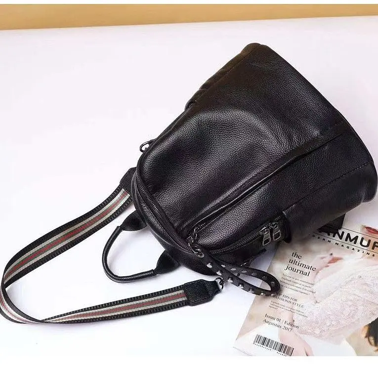 Шкіряний класичний жіночий рюкзак чорний 94083 Tiding Bag - фото 5