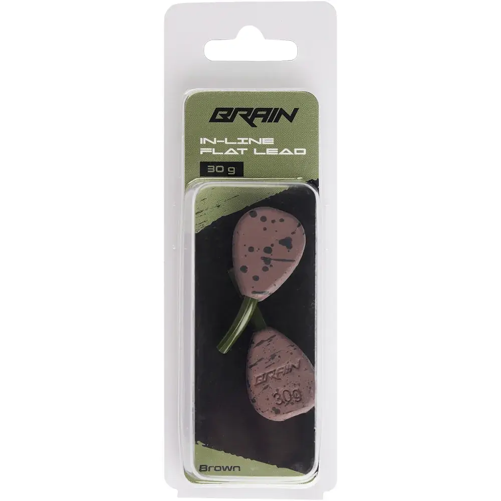 Грузило Brain In-Line Flat Lead 30g 2шт/уп Brown - фото 2