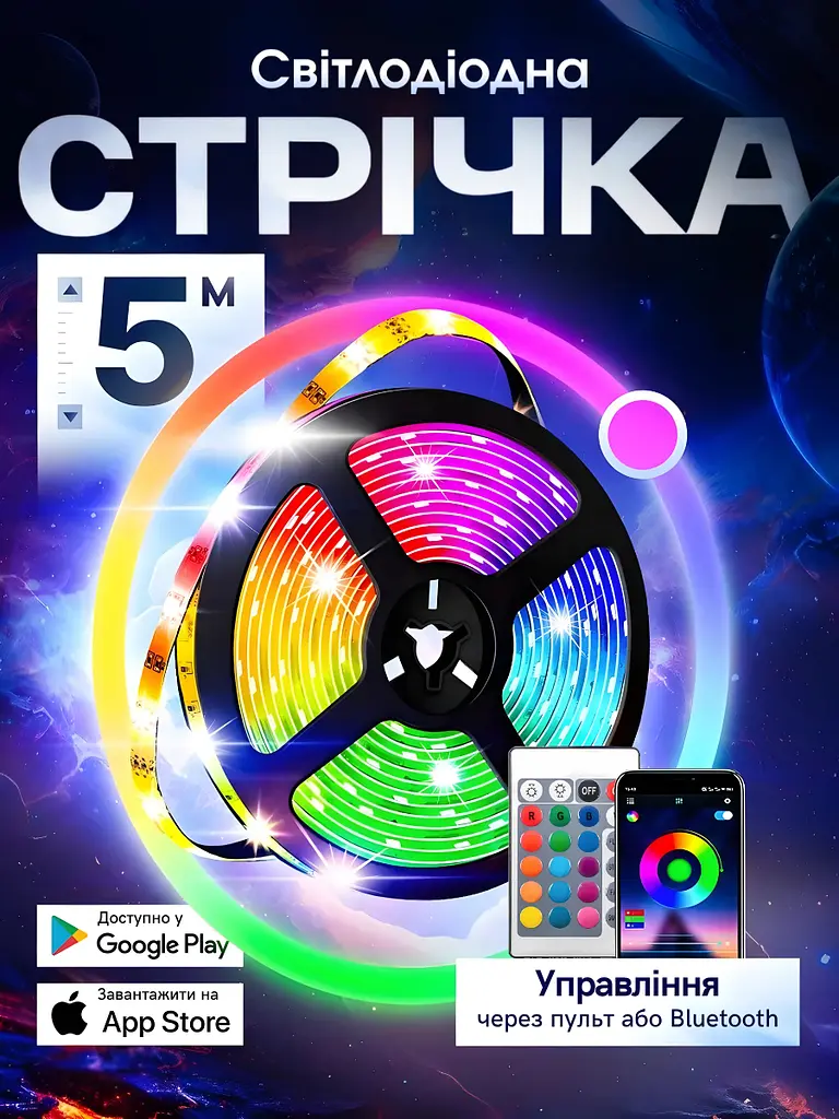 Світлодіодна стрічка смарт RGB 5050 вологозахищена 5 м (1642786810) - фото 2