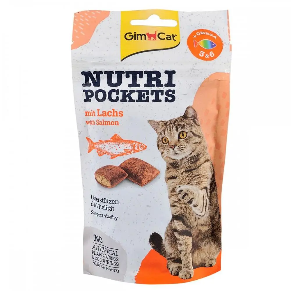 Вітамізовані ласощі GimCat Nutri Pockets для кішок Лосось 60 г (G-419299/400730)