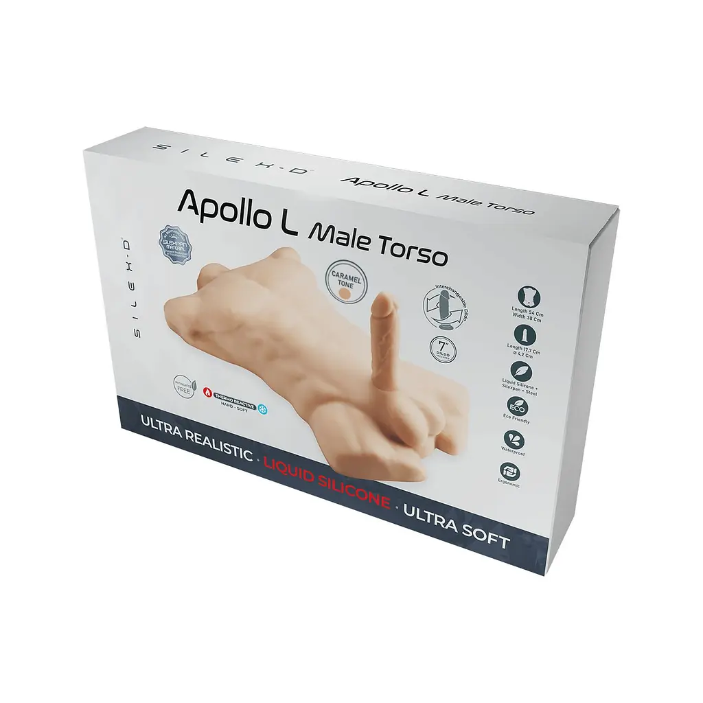 Торс з фалоімітатором на присосці SilexD Apollo L Male Torso Caramel - фото 7