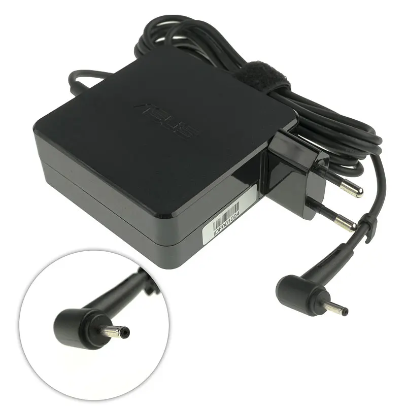 Блок живлення для ноутбука Asus 19V, 3.42A, 65W, 3.0x1.1мм, квадратний корпус, black (адаптер+перехідник) - фото 2