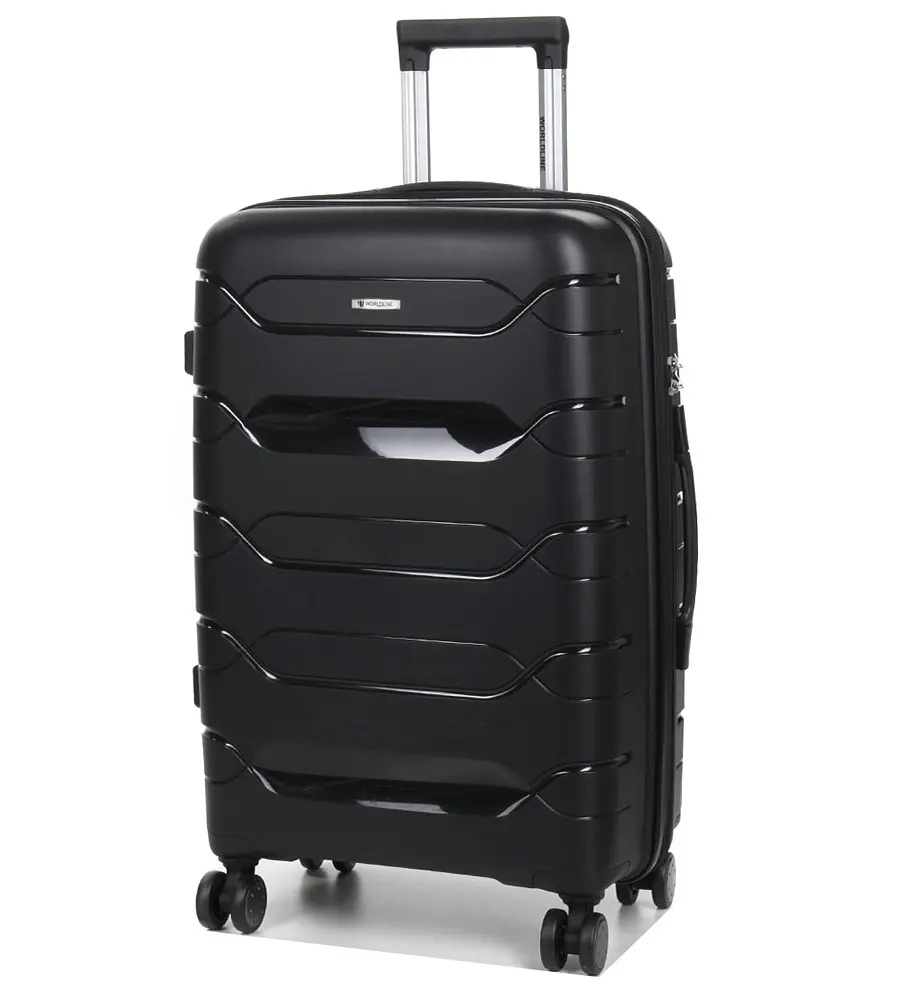 Валіза середня M поліпропілен Worldline Airtex 282 74л 64×41×26см Чорний