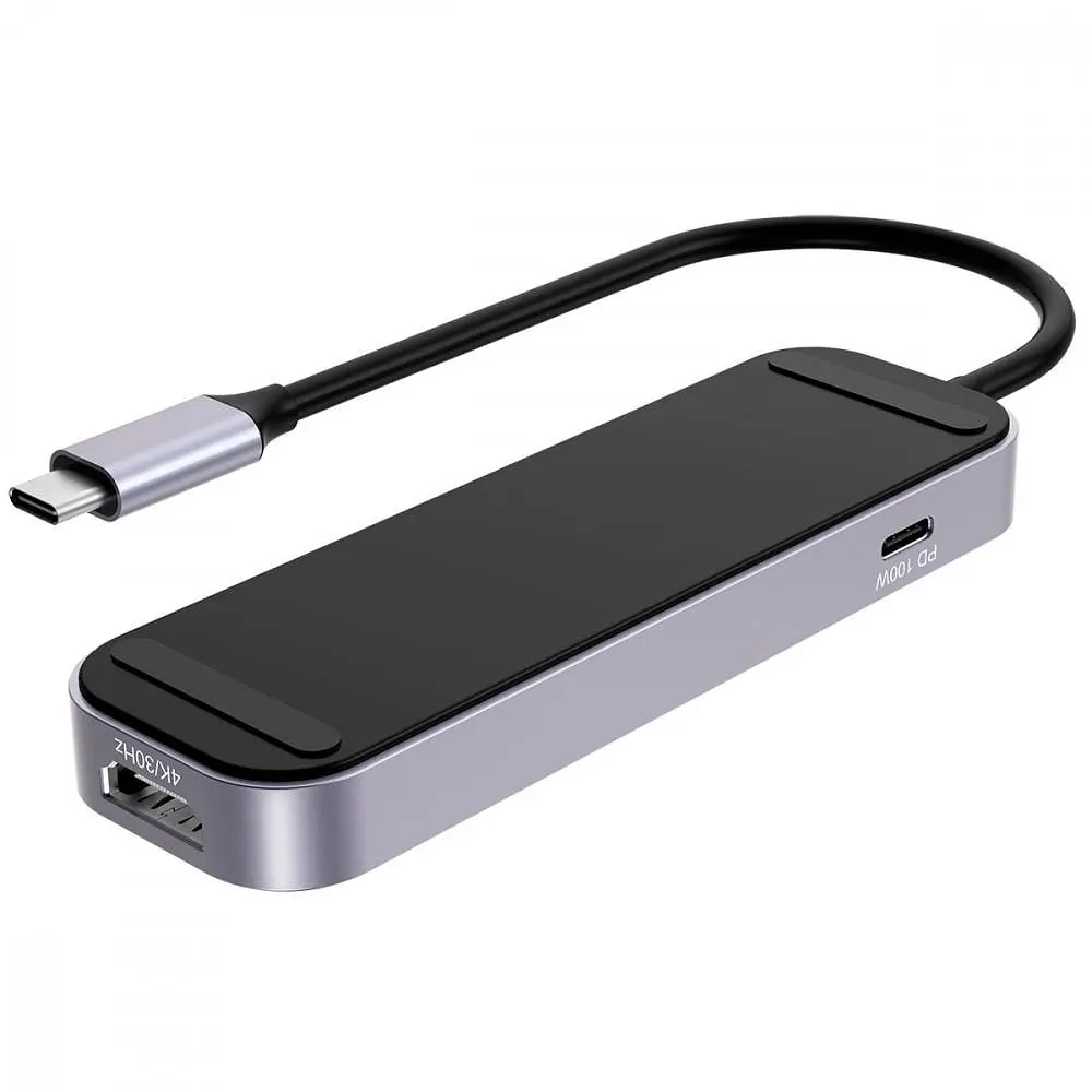 USB-Хаб Type-C-Хаб Proove Shadow (2*USB3.0 + Type-C + PD100W + HDMI) dark gray (HBSW10221205) - фото 4