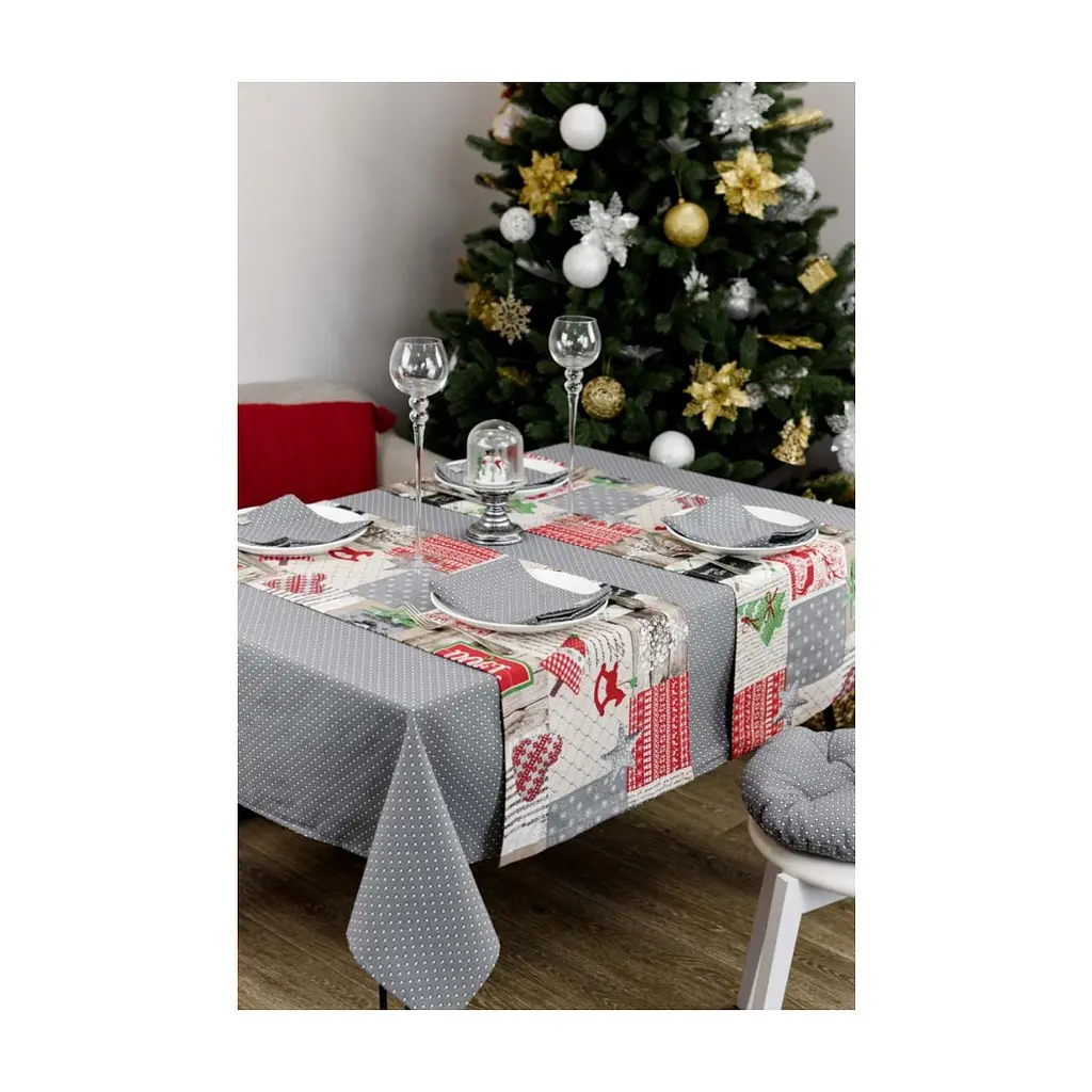 Скатертина Прованс Merry Christmas сіра 120x132 см (4823093451551) - фото 4