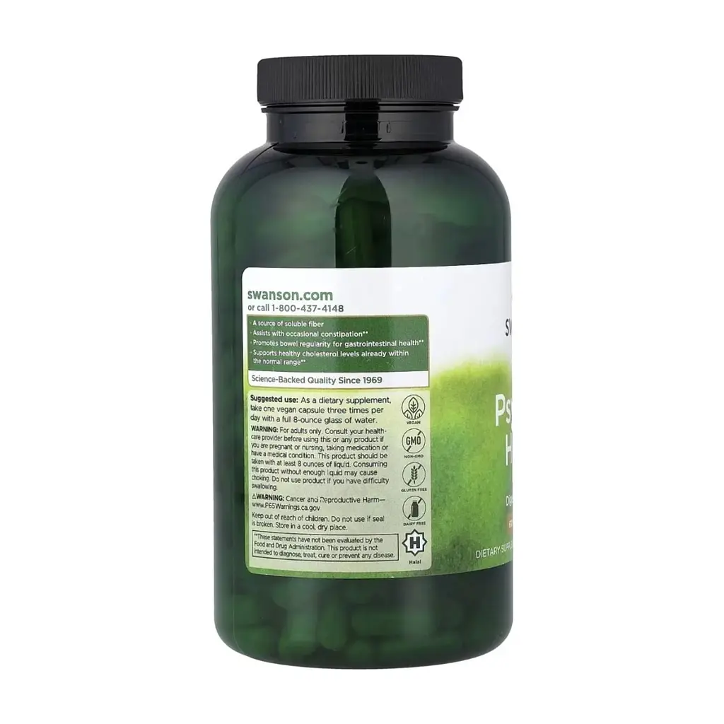 Витаминно-минеральный комплекс Swanson Шелуха семян подорожника, 610 мг, Psyllium Husks, 300 веганских к (SWV11077) - фото 4