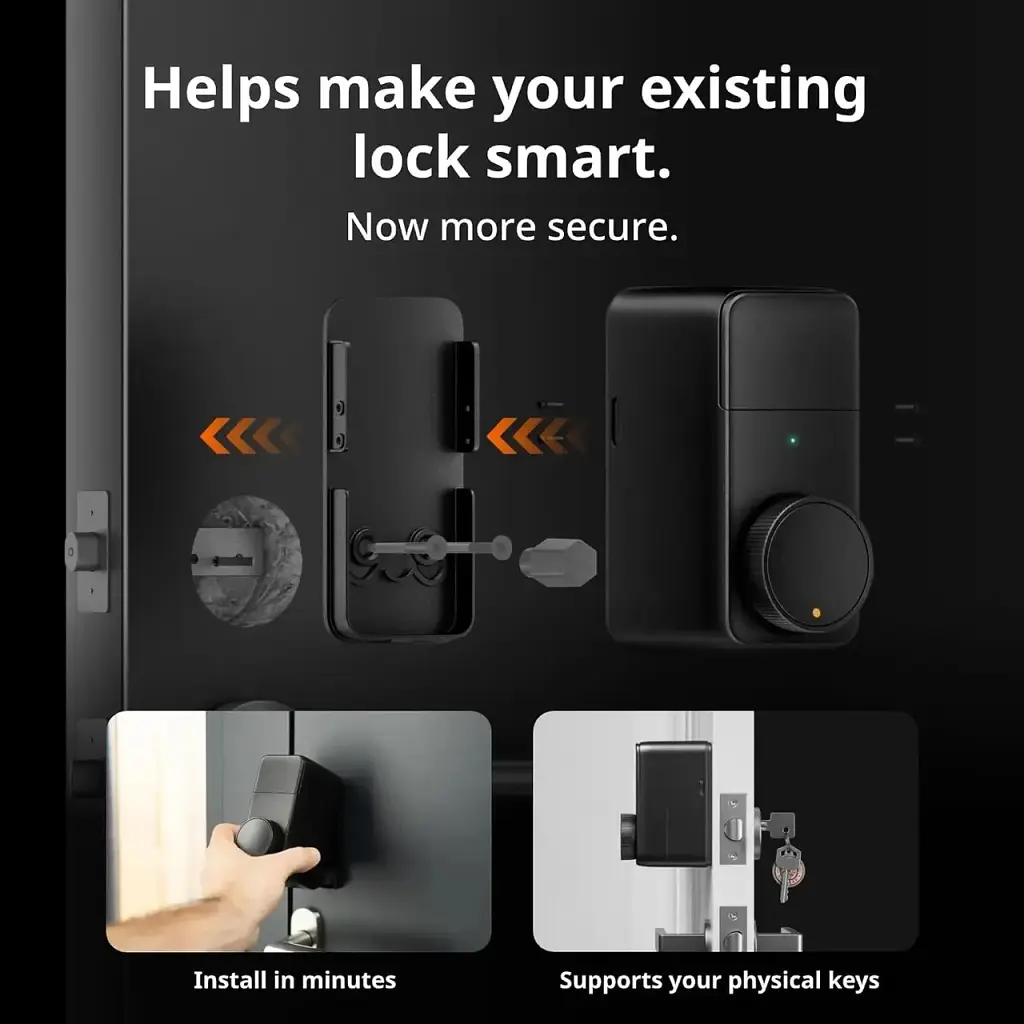 Розумний дверний замок SwitchBot Smart Lock Pro W8102000 безключовий смарт замок для дверей з керуванням зі смартфона чорний (SKU-115) - фото 3