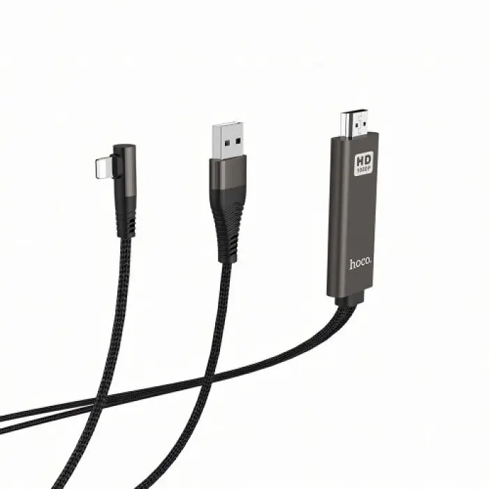 Кабель адаптер HOCO UA14, Lightning HDMI USB, довжина 2 м, передача зображення, підтримка HD - фото 5