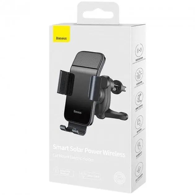 Автомобільний тримач холдер Baseus Smart Solar Power Wireless Car Mount Electric Holder SUZG000001 Black - фото 3