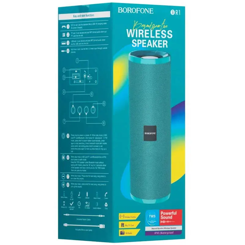 Bluetooth Колонка Borofone BR1 Бірюзовий - фото 5