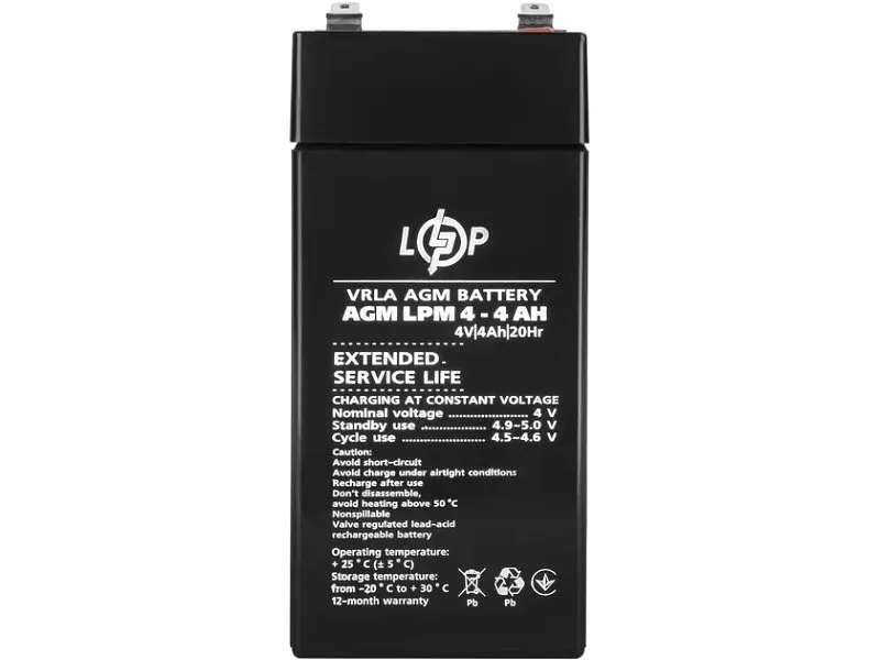 Акумулятор для ДБЖ/інвертора Logicpower LPM 4-4 AH (4135) - фото 4