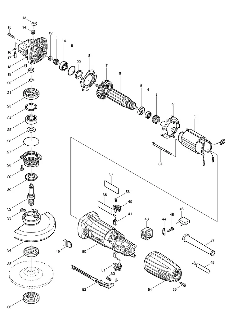 Корпус редуктора КШМ (болгарки) Makita GA5030 (318335-8) - фото 3