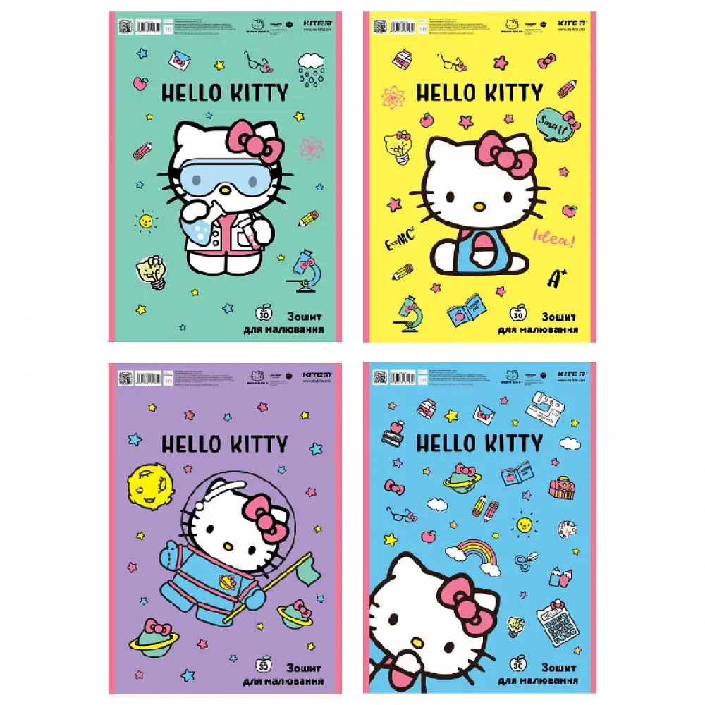 Зошит для малюв. на пруж. 30/120 A4 Hello Kitty гібр. лак+УФ лак HK23-243/Kite/(12)(96)