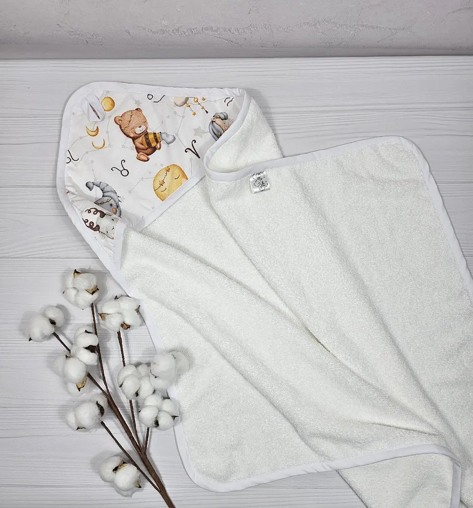 Дитячий рушничок-куточок 80х80 a.l.babybox Зодіак Білий - фото 4