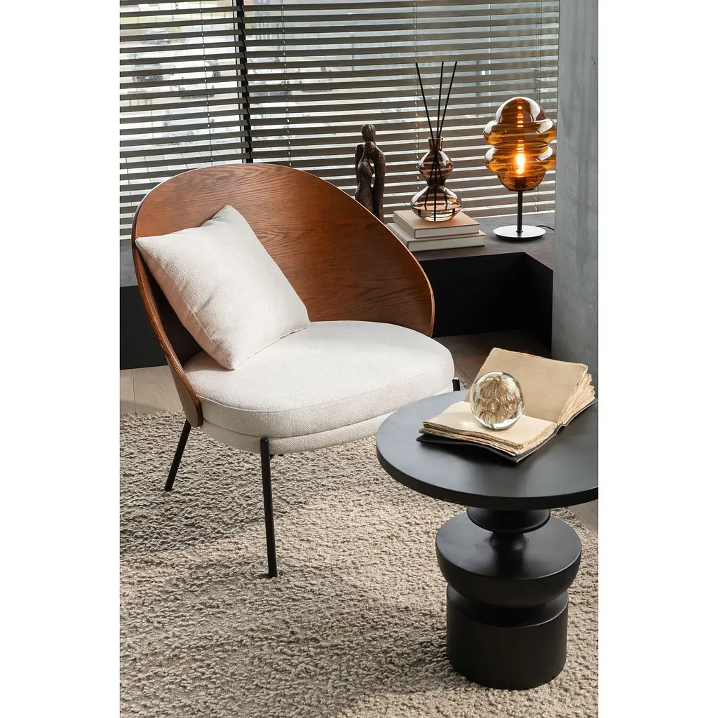 Кофейный столик J-line из дерева манго с фигурной ножкой черный (47658) - фото 4