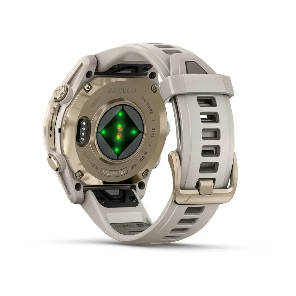 Смарт-часи Garmin Fenix 8 43 мм AMOLED Сапфір Туманно-сірий/М'яке золото з силіконовим ремінцем QuickFit 20 мм - фото 2