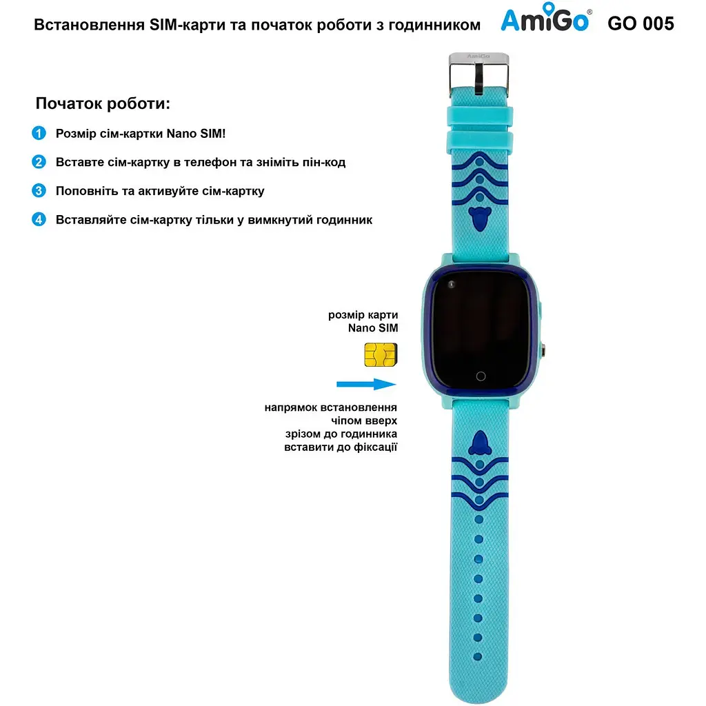 Smart Watch AmiGo GO005 4G WIFI Thermometer Blue - фото 3