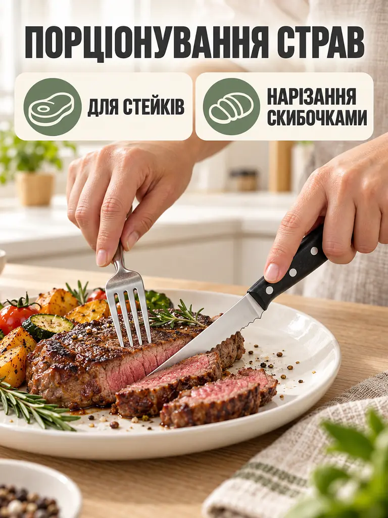 Набір кухонних ножів 13 предметів з нержавіючої сталі Чорний (37261529) - фото 9