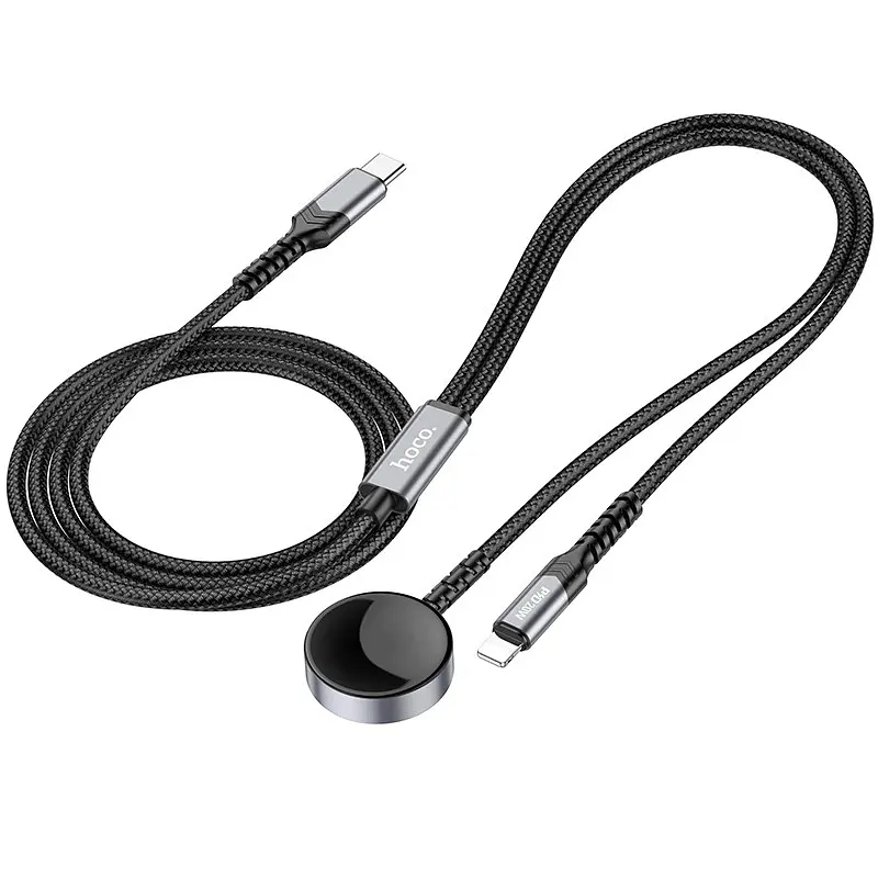 БЗП Hoco CW54 2in1 for Apple Watch + Type-C / Lightning Black - фото 4