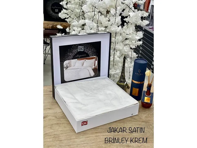 Комплект постільної білизни Brinley Cream Євро Tac pbe0041819 - фото 4