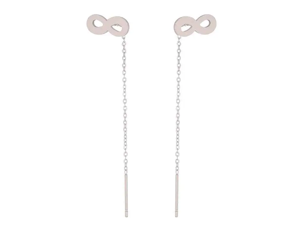Сережки Xuping протяжки TTM Stainless Steel Родій "Знак нескінченності з ланцюжком" 6,6см (334443)