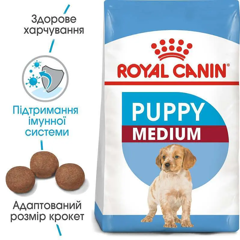 Сухой корм для щенков собак средних пород Royal Canin Medium Puppy, с мясом птицы, 1 кг (30030101) - фото 4