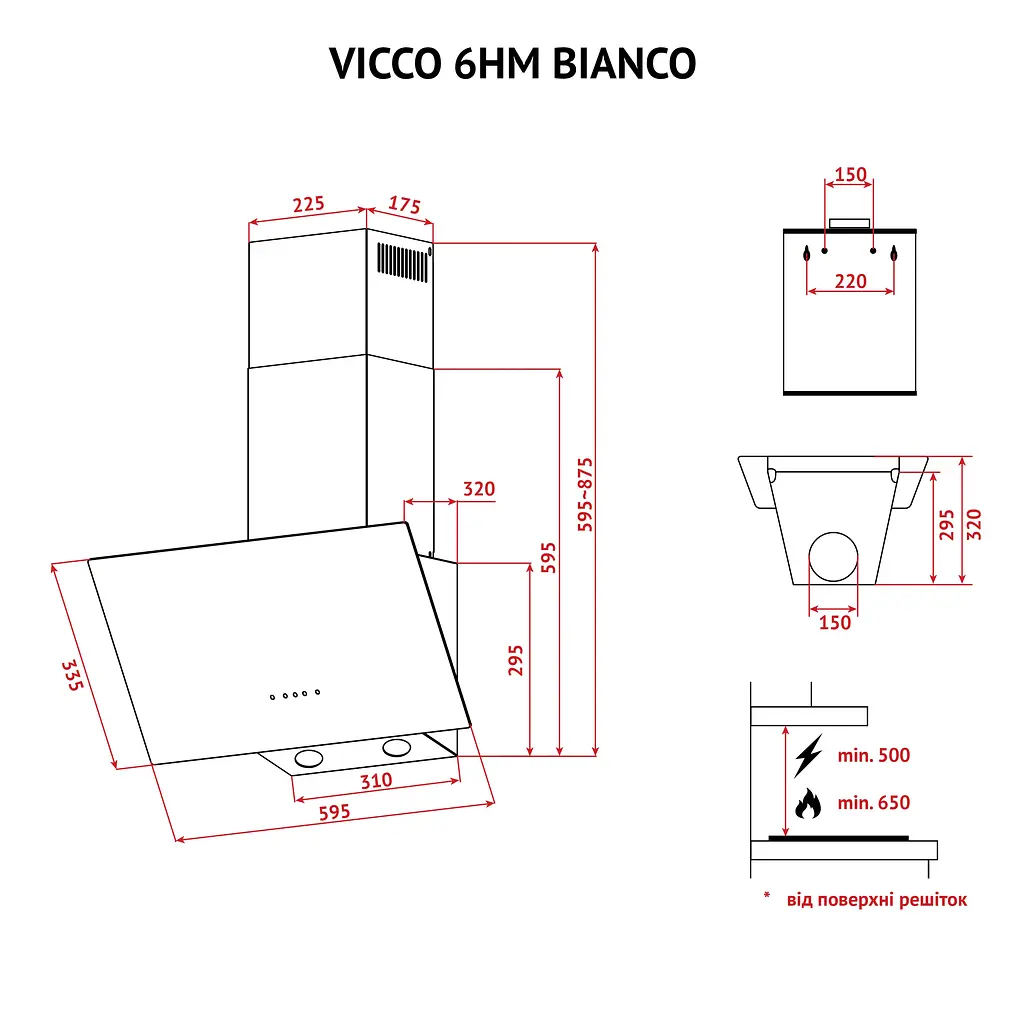 Витяжка декоративна похила PERFELLI VICCO 6HM BIANCO - фото 11