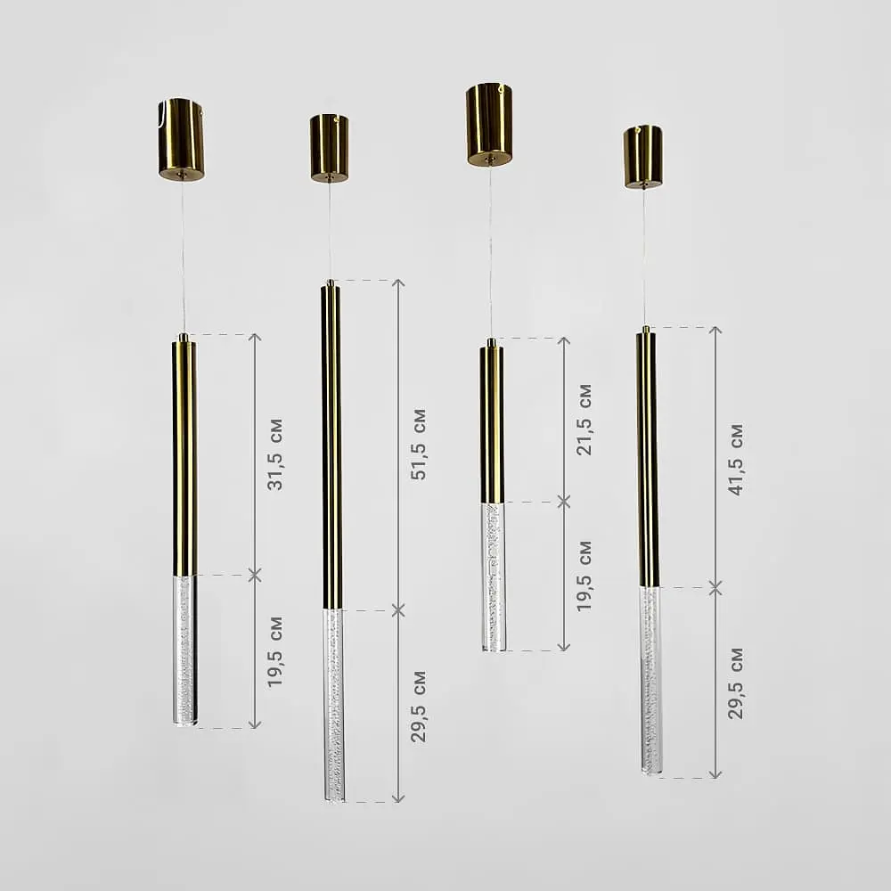 Латунний підвіс із скляним розсіювачем з ефектом бульбашок 71 см | Line F | Арт. MJ462/400+300 AB - фото 5