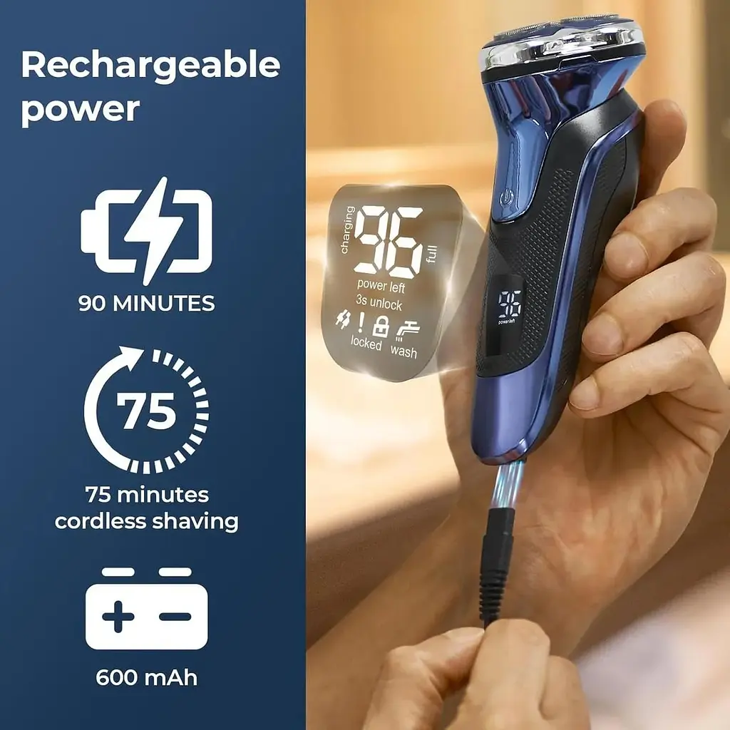 Электробритва FitSan Wet & Dry с лезвиями PowerCut, беспроводная USB-перезаряжаемая - фото 7
