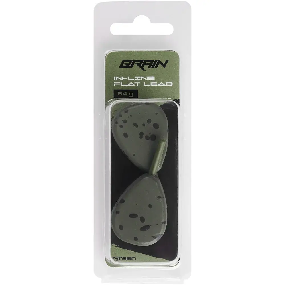 Грузило Brain In-Line Flat Lead 84g 2шт/уп Green - фото 2