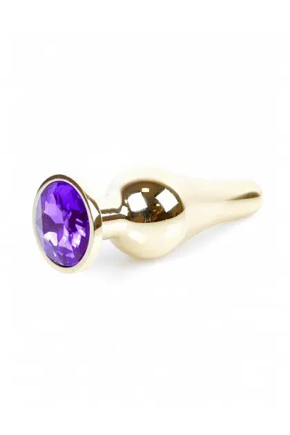 Анальна пробка з кристалом B-Series Jewellery Gold Butt Plug Purple, 9,5х3 см, фіолетовий - фото 8