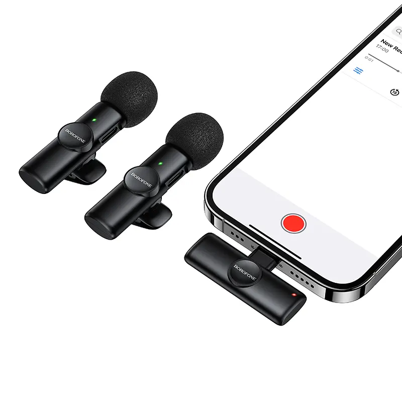 Бездротова мікрофонна система BOROFONE BFK16A Winner dual-mic (Lightning) Black - фото 3
