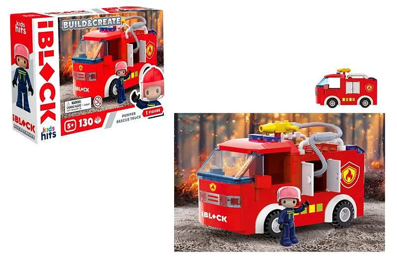 Конструктор IBLOCK JUNIOR Пожарная машина Pumper Rescue Truck с фигурками 130 деталей для детей 5