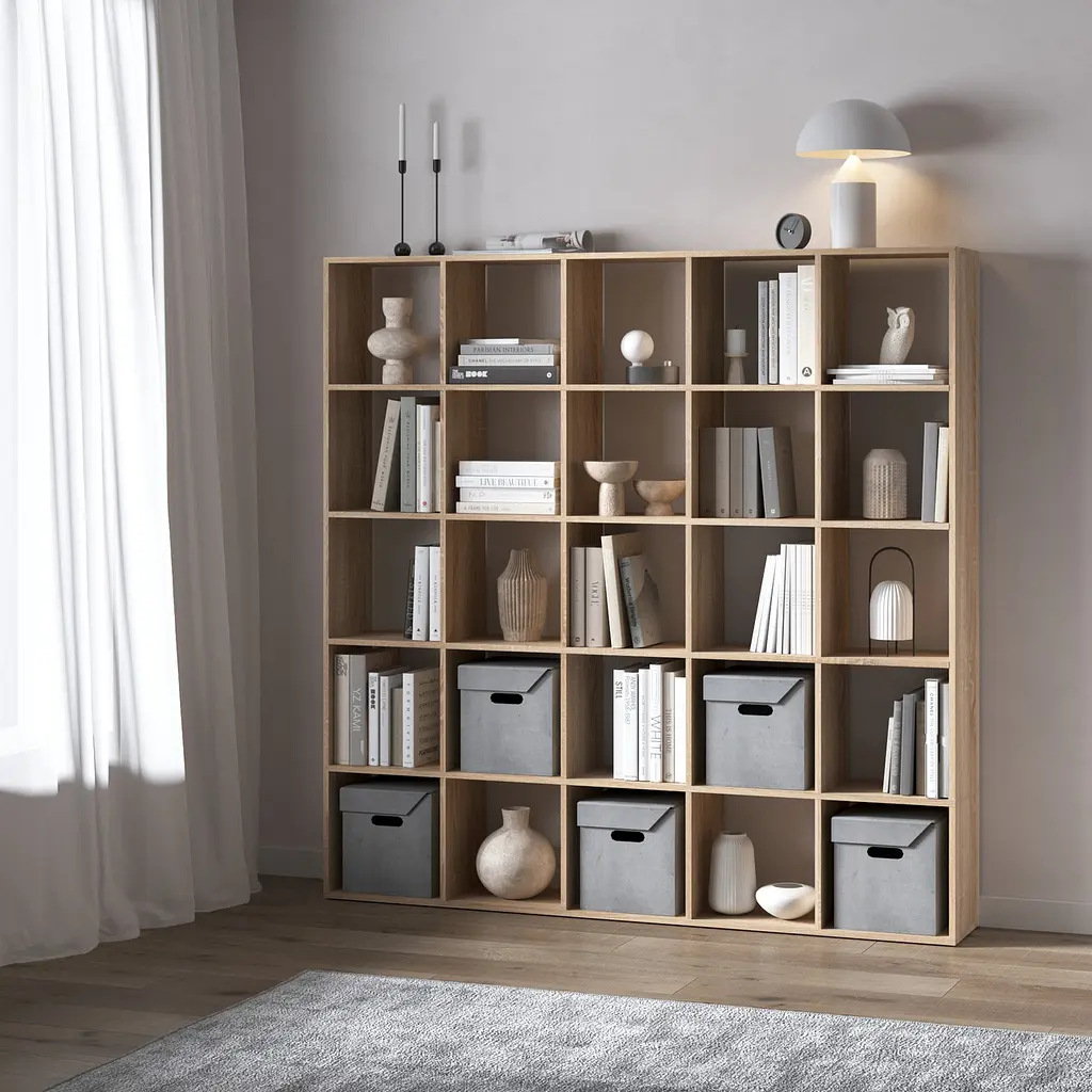 Книжкова полиця стелаж Vays M-4 з 25 комірками ЛДСП 178x29x178 см для дому офісу дитячої або вітальні - фото 3