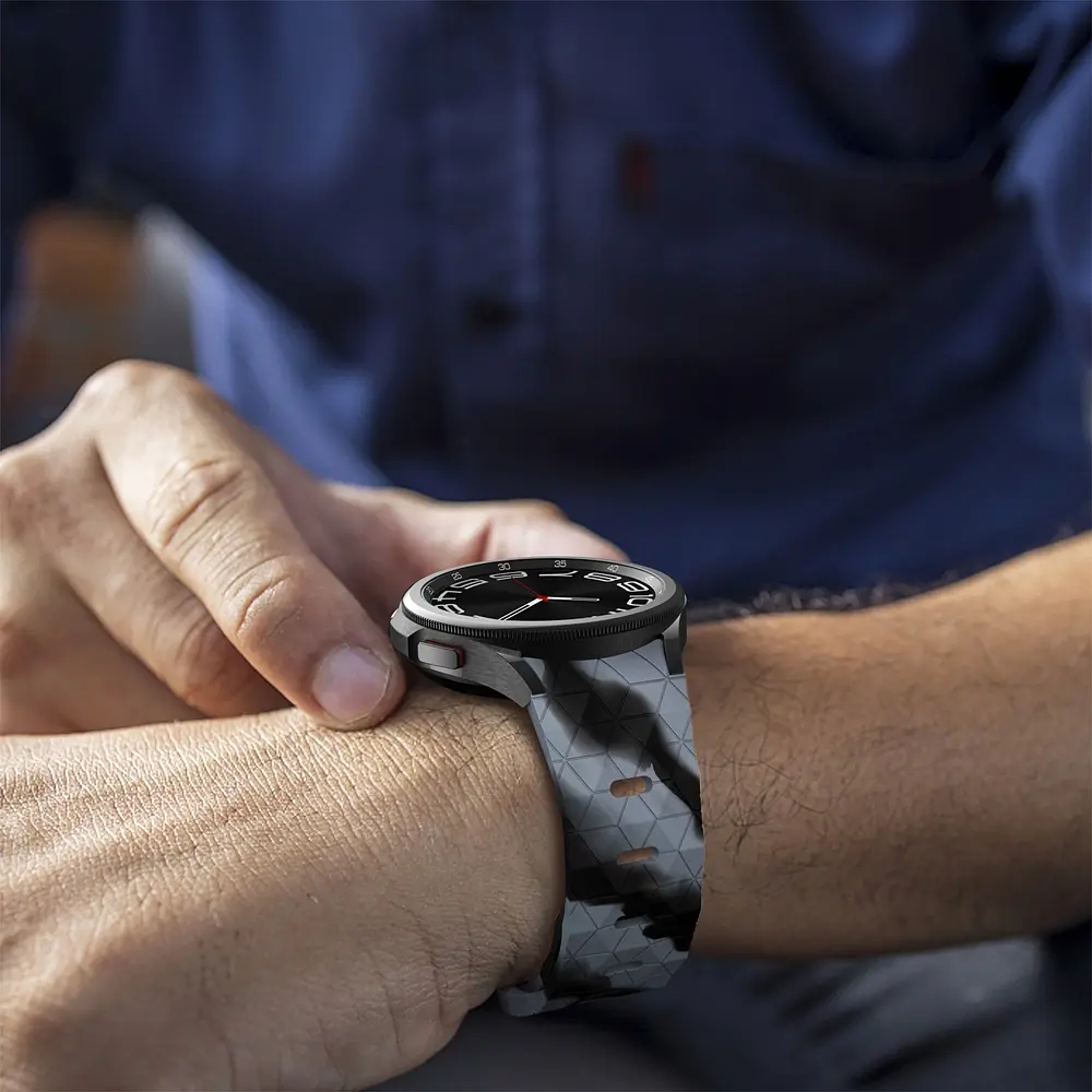 Ремінець силіконовий для Samsung Galaxy Watch 4 5 6 7 BeWatch Чорно-сірий (0140305) - фото 6
