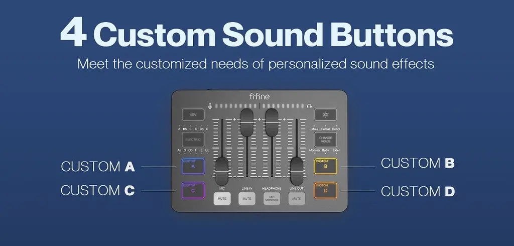 Fifine SC3 з XLR Ampligame Ігровий та стрімерський аудіо мікшер - фото 4