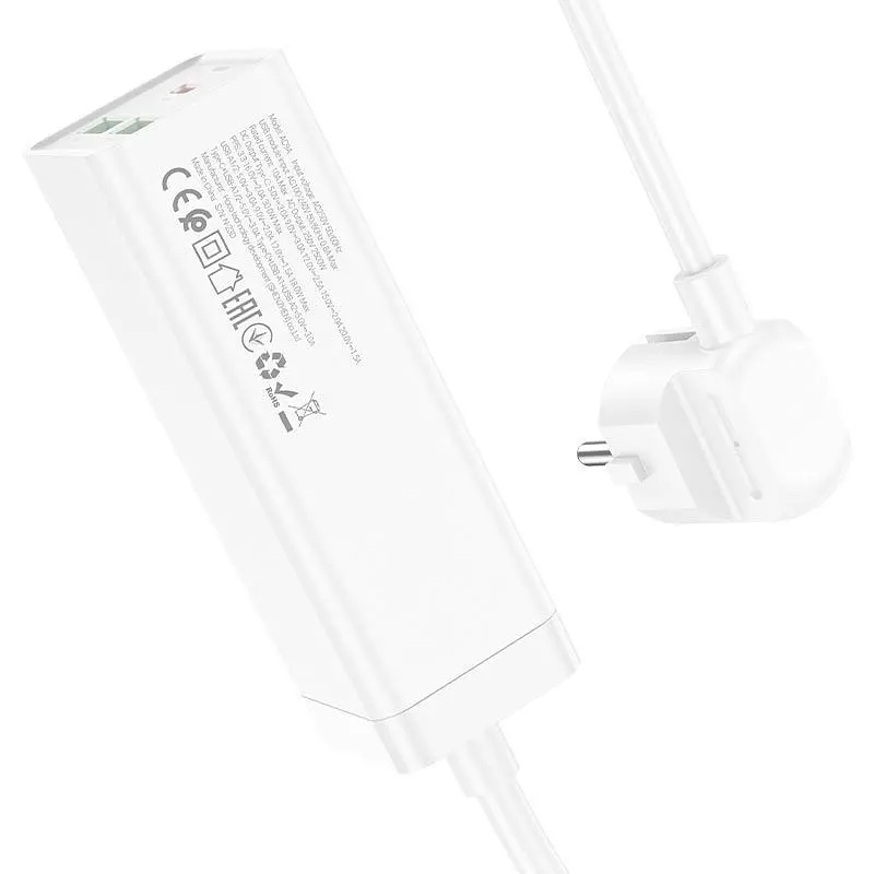 Сетевой фильтр HOCO AC9A на 1 розетку + 2 USB + USB-C, 30W, 220В, кабель 1.5 м, White, Box - фото 3