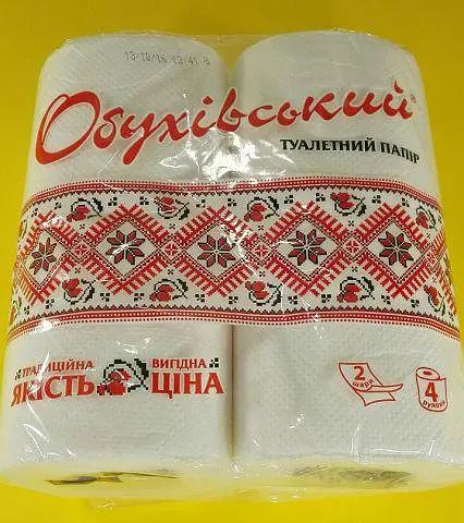 Туалетний папір, ОБУХІВСЬКА, 2-шарові, білий, 120 аркушів, 4 рулони, 115ммx93мм, 13 метрів на 4а, 4 рулони по 120 відривних - фото 2