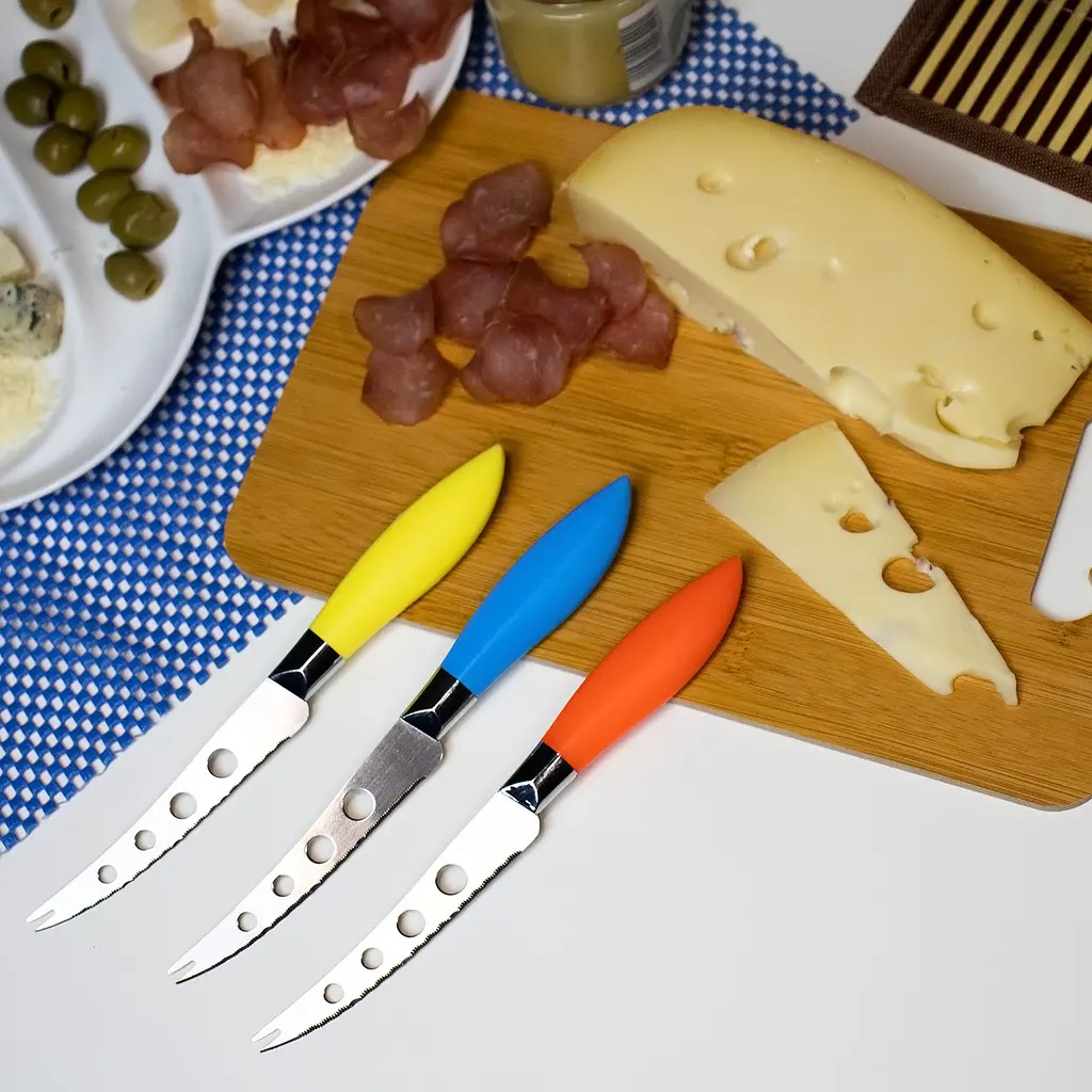 Ніж для сиру з пластиковою ручкою L 21.5 см лезо 11 см, Kitchen Master Жовтий 86120