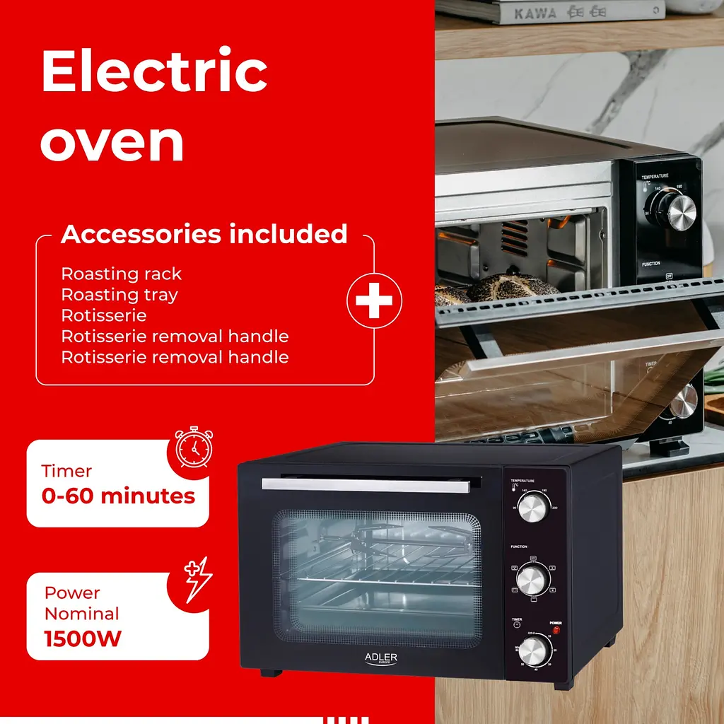 Электрическая духовка Adler AD 6025 настольная 35 л - фото 9