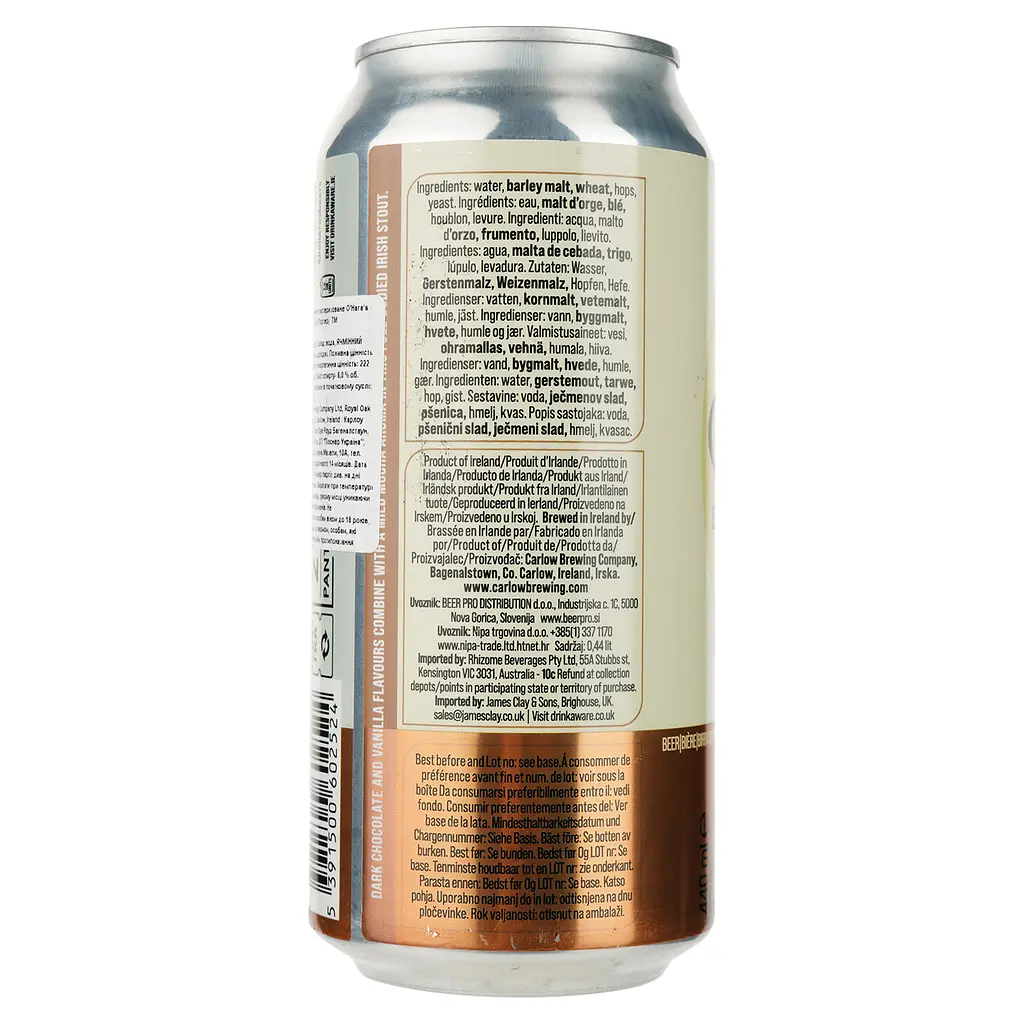 Пиво O'Hara's Leann Follain Extra Stout, темне, 6%, з/б, 0,44 л - фото 5
