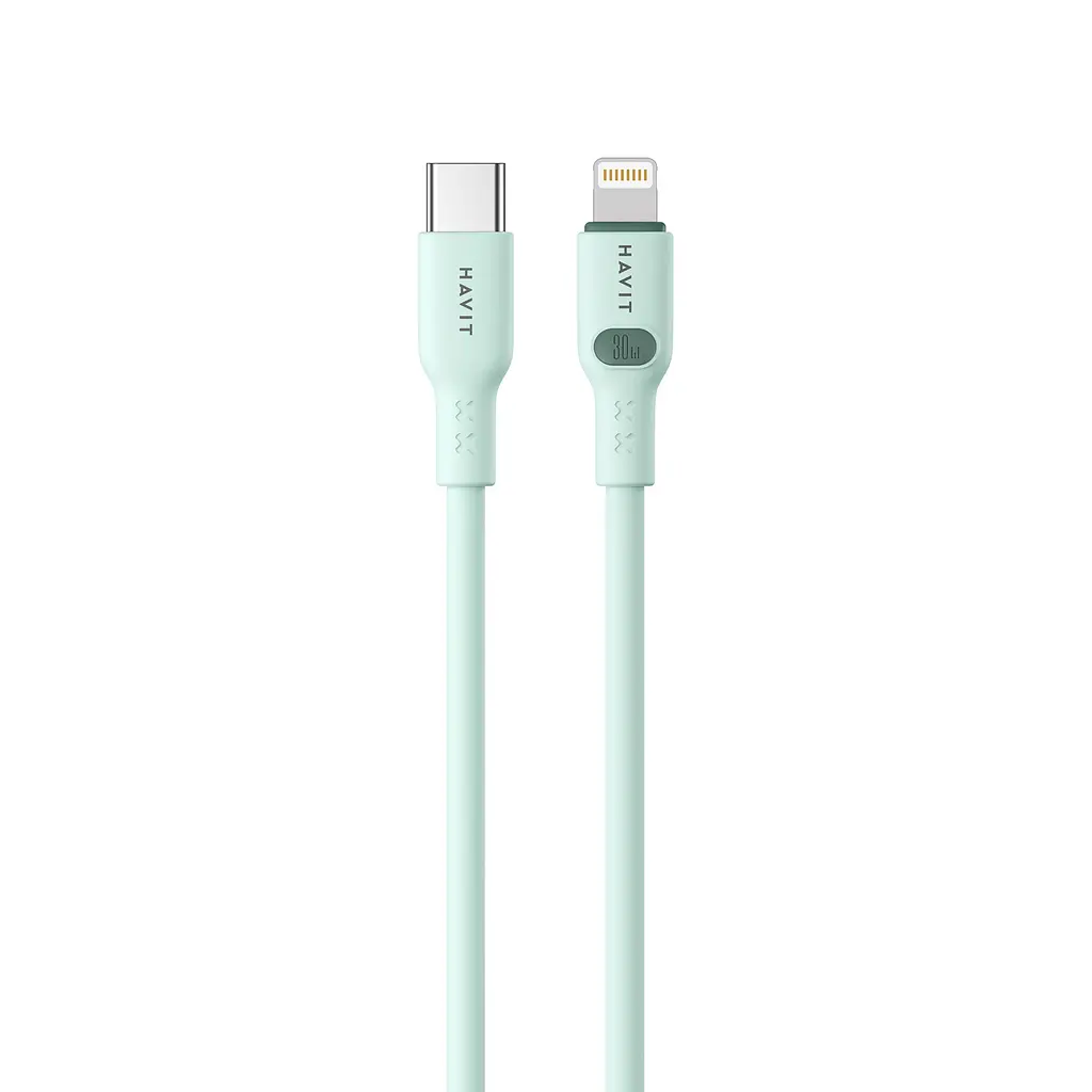 Кабель USB-C - Lightning HAVIT HV-CB6281 PD30W 3A 1м Green (soft silicone) HAVIT (28046-000)