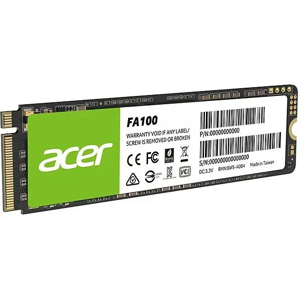 Накопичувач SSD 256Gb Acer FA100 M.2 2280 NVMe 1.4 PCIe Gen 3x4 3D NAND, Retail (BL.9BWWA.118) - фото 3