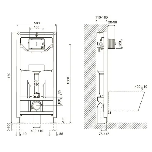 Комплект инсталляция Volle i-Frame 3в1 i9120C + унитаз Volle Hippo с сиденьем Slim slow-closing клавиша хром 13-44-202+i9120C, Белый - фото 3