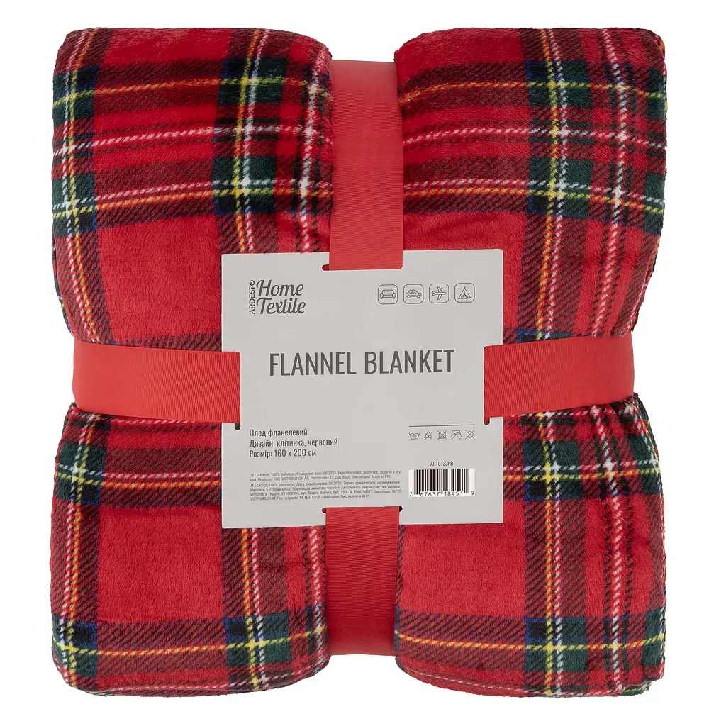 Плед Ardesto Christmas Flannel 160х200 см 100% полиэстер клетка красный pbe0050493 - фото 2