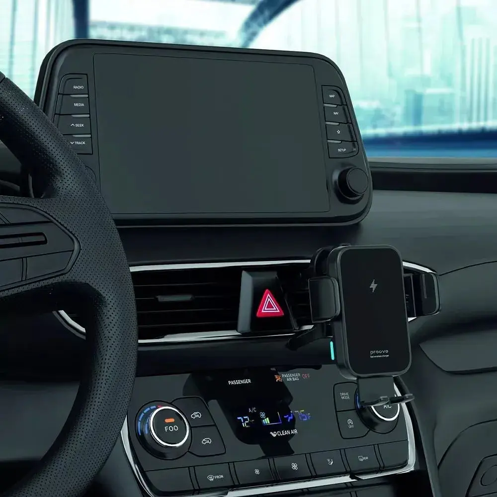 Автомобильный держатель с беспроводной зарядкой Proove Triple Clamp 15W черный - фото 4