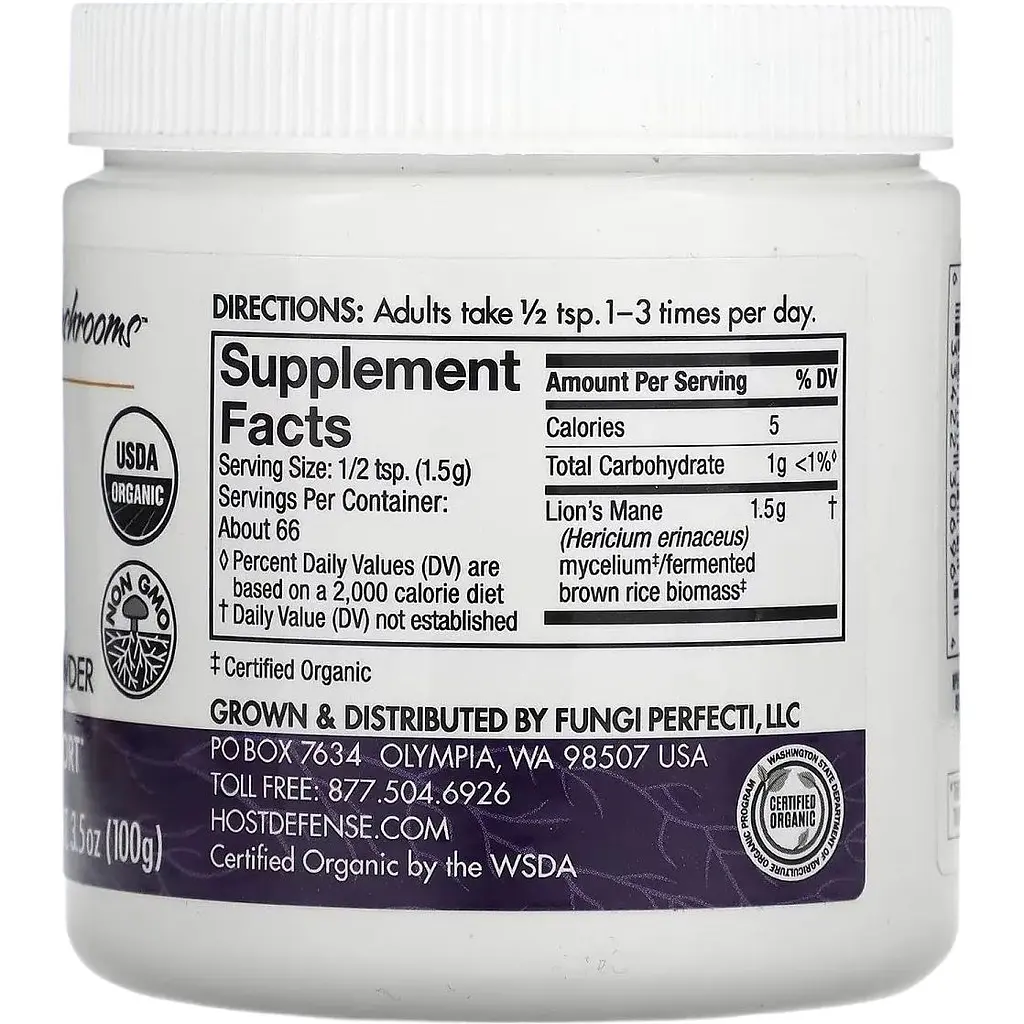 Їжовик гребінчастий Fungi Perfecti Lion's Mane Mushroom Mycelium Powder Memory & Nerve Support 100 г - фото 2